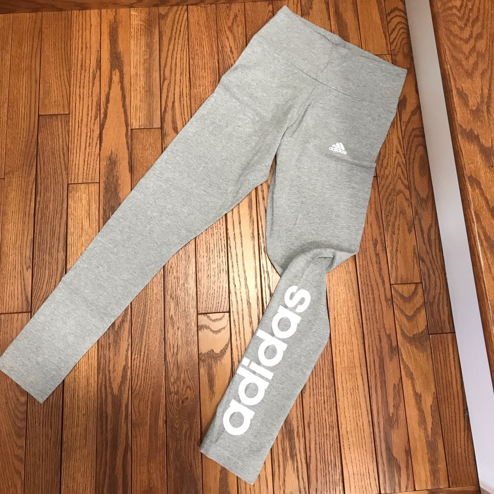 Adidas Light Gray Logo Leggings